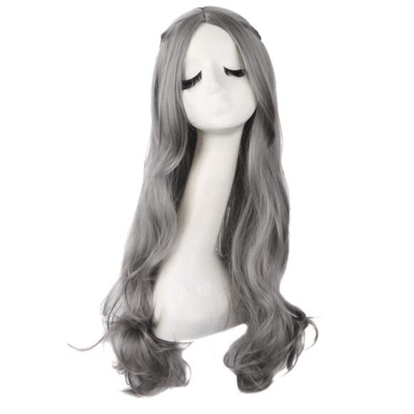 70cm/28 Inch Carve Bangs Beautiful Long Curly Wavy Hair Cosplay Wig(Granny Gray) - Picture 1 of 5
